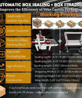 Top Shelf Automatic Carton Sealer And Strapping Machine Combo with adjustable size options for efficient packaging.