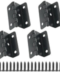 Black hinges with matching screws. Part of 270 Degree Three Fold Retro Hinge Set In Heavy Duty Iron With Gold Finish Half Surface Mount Cabinet Hardware.
