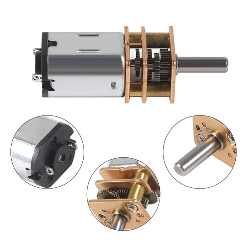 Five Pack Mini 6V Gear Motors Full Metal Micro Gearbox 500 RPM Slow Speed Drive with metal gears and 3mm shaft detail