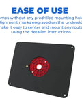Top Shelf Undrilled Phenolic Router Table Insert Plate 3/8 Inch Thick showing alignment marks for easy router mounting.