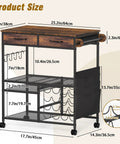 Mobile Craft Cart With 16 Vinyl Roll Holders And Built In Drawers Hooks And Shelves For Cricut Machines Heat Press And Tools