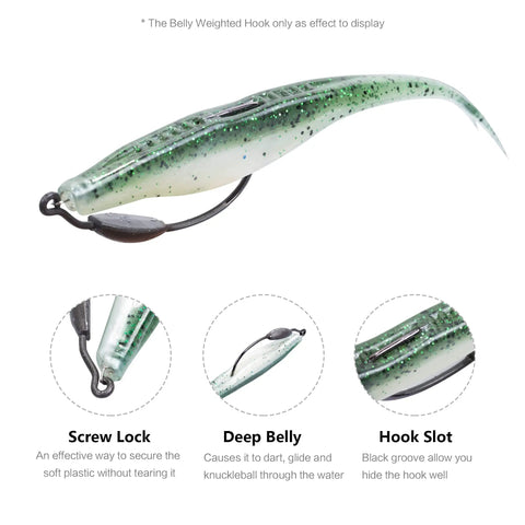 Swimmin Soft Plastic Fishing Lures Set 4 Inch And 5 Inch Salty Split Tail Jerk Shad Minnows Bass Bait with hook view