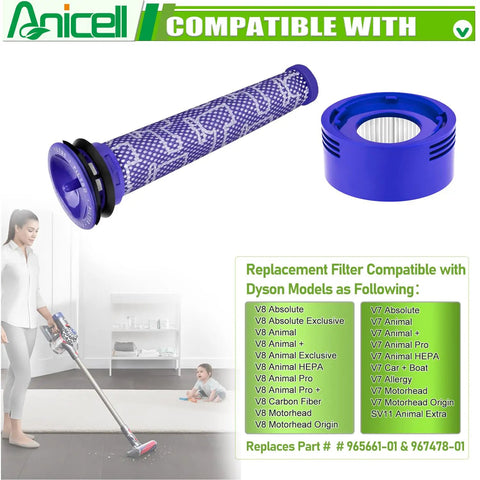 V8 And V7 Vacuum Filter Replacement With 2 HEPA Post Filters And 2 Pre Filters For V8 Animal, V8 Absolute, V7 Absolute