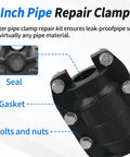 1-inch pipe repair clamp kit by Amazon, black with bolts and gasket for plastic or metal pipes (25mm OD)