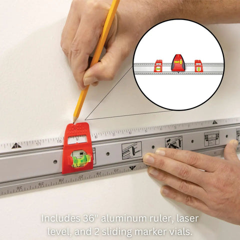 Pro Grade Modular Ruler Attachment With Laser Level And Magnetic Stud Finder Heavy Duty Weekend Warrior Layout Tool Straight Shot Measuring Accessory For Fast Home Repair Projects Snap On Design To Nail It Every Time