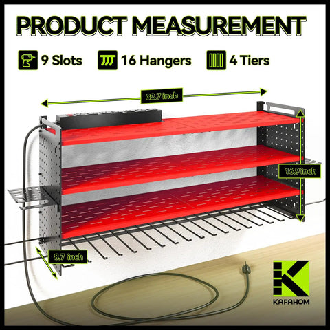 Heavy Duty Wall Mount Power Tool Organizer With Nine Slot Drill Holder And Built In Seven Outlet Charging Station Hardcore Garage Storage Rack Keeping Your Rig Tight And Ready For The Daily Grind