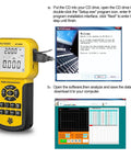 HVAC Anemometer And Air Flow Meter With USB PC Export Pro Grade Ultra Precise 0.001 Resolution Wind Speed And Temperature Gauge, software setup screens