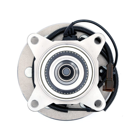 Top view of a front wheel bearing hub assembly, ISO TS 16949 certified, for 2015-2017 Ford F150 4WD with 6 lug and ABS.