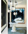 Dope Blue Seeded Glass Pendant Light Globe For Kitchen Island And More Hand Blown Modern Ceiling Fixture With Adjustable 60 Inch Cord