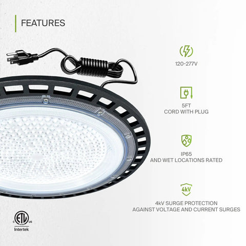 Powerhouse 200W LED Low Bay Light For Warehouse Garage And Workshop With 23900 Lumens 5000K Bright White IP65 features