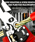 Four In One Wire Stripping And Testing Pliers With Digital LCD Display For Cutting Stripping And Crimping Plus Voltage Tester Check This Pro Grade Multi Functional Electrician Tool For Home Wiring Automotive Repair And DIY Projects Green, close-up wire wrapping tool