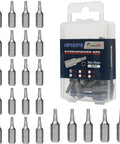 Kick Ass T10 Torx Screwdriver Bit Set 25 Piece Kit With Quarter Inch Hex Shank S2 Steel displayed in organized storage case.
