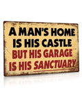 Retro Vintage Metal Tin Wall Sign For Garage And Man Cave Rustproof Aluminum Decor Featuring Bold American Slang Quote Ideal For Weekend Warrior Shop Or Backyard Hangout 12X8In. With faded finishes.