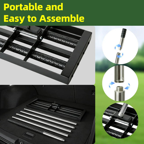 Pro Grade Lawn Leveling Rake With 17 By 10 Inch Stainless Steel Head And 6.5 Foot Adjustable Handle Dual Roller Design parts