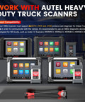 Autel heavy duty truck scanners with Beefed Up Heavy Duty Diesel Truck OBD To Type 2 Split Cable With 9 Pin J1939 And 6 Pin J1708 Connectors To 16 Pin OBDII Female Splitter Adapter displayed.