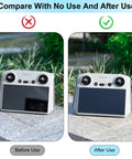 Comparison of DJI RC controller with and without Glare Free Matte Screen Protector Two-Pack Ultra Thin 0.2mm 9H Frosted Coating