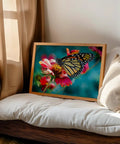Wood-framed butterfly on flower Totally Dope Customizable Wall Art Posters For Home Office Events And Businesses Create Your Own Text Images
