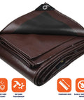 Heavy Duty 10 Mil Tarp Cover Waterproof UV Resistant Rip And Tear Proof Poly Tarpaulin With Reinforced Edges, Brown Black 20x40
