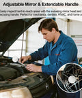 Mechanic using Pro Grade Telescoping Inspection Mirror With Rotating Head And Clip On Extendable Handle for engine inspection