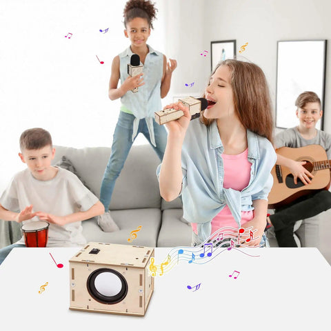 Karaoke STEM Kit For Kids 8 12 Build Your Own Bluetooth Speaker And Microphone DIY toy with kids singing