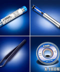 Soldering accessories including solder wire, desoldering pump, tweezers, and solder wick for High Power Hot Air Rework Soldering Station Kit