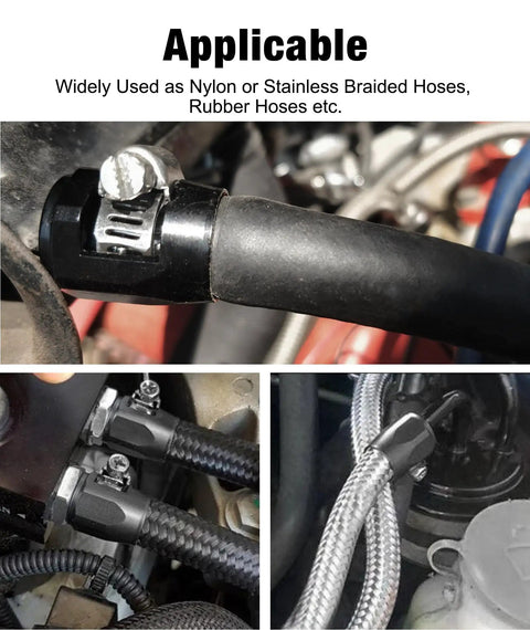 6AN Hose Finisher Clamp Aluminum Black For Stainless Braided And Rubber Hoses End Finisher Adjustable 10-16 Mm 6061 T6 Alloy