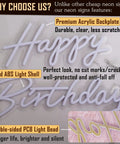 Happy Birthday Neon Sign Wall Decor LED Light With Dimmable Switch, Dope Large 23x16 Inch Backdrop Gift, White Neon Glow