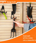 Heavy Duty Garage Hooks Six Pack Two Point Eight Inch U Shaped Wall Mounted Hanger holding garden tools