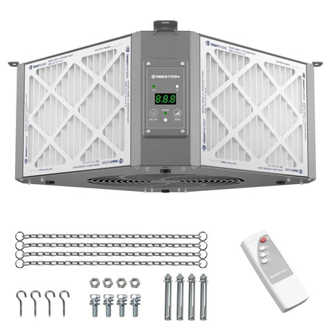 360 Degree Intake Air Filtration System For Woodworking With Built-In Ionizer, 1350 CFM Hanging Air Filter, Dust Collector For Garage Shop