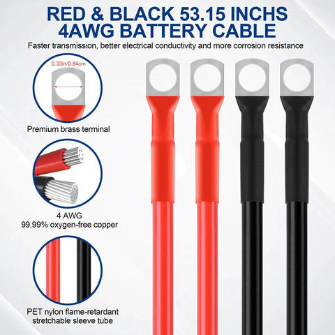 Remote Battery Jump Post Kit With Three Eighth Inch Stud Beefed Up Heavy Duty Mounting Bracket 4 AWG Cables Insulated Boots