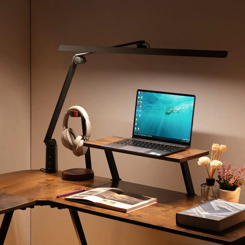 Boss Grade Task Lamp Desk With Clamp For Home Office, 31.5 Inch LED Light Bar, CRI 95 Plus Eye Caring, Color Adjustable 2700K To 6500K, Stepless Dimming With Memory Function, 1200 Lumen Workbench Lighting
