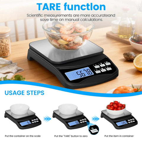 Digital Kitchen Scale With Large Easy Read Display For Baking And Meal Prep, Precise 11lb/5kg Capacity In Grams And Ounces, Tare Function