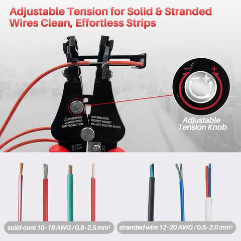 Automatic Wire Stripper 3 In 1 Adjustable Stripper Cutter Easy Grip Crimping Tool For 8 20 AWG Solid And 10 22 AWG Stranded Wires with tension knob