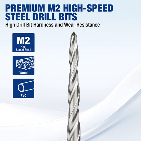 M2 high-speed steel drill bit, front view; for wood and PVC