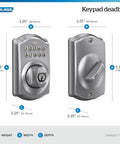 Camelot Electronic Keypad Deadbolt Lock For Front Door No Keys Needed With Keyless Entry And Mechanical Key Backup, Satin Chrome Finish