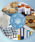 Collage of various label types including logistics, pharmaceutical, food, and decorative labels for Automatic Label Dispenser For Adhesive Sticker Rolls.