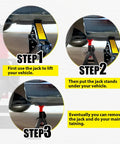 YATOINTO 6-Ton jack stands (pair), adjustable 15.6–23.4 in, heavy-duty steel with rubber pads, shown installed under vehicle.