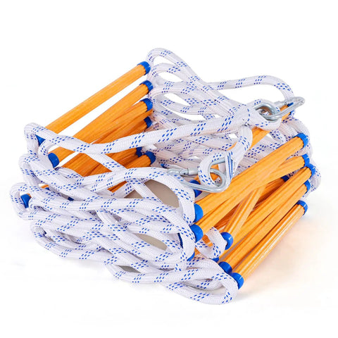 Flame Resistant Fire Escape Ladder With 6.5ft Rope And Two Hooks Quick Deploy Extension Ladder For Two Story Homes Ultra Sturdy