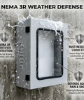 Heavy Duty EV Charger Enclosure With Secure Acrylic Viewing Window And Cylinder Lock 19X24 Inch NEMA 3R outdoor box defending against rain.