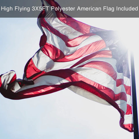 Heavy Duty In Ground Flag Pole Kit With 1 Inch Stainless Steel Shaft, American flag waving on a sunny day