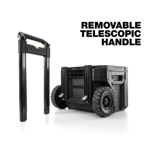 Heavy Duty Rolling Toolbox With 9 Inch All Terrain Wheels And Detachable Telescopic Handle For Pickup Truck Storage Slides Easily Under Covers Customizable Side Rails Handles Massive Weight Like A Boss