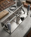 Sumsoctober Belt Grinder Jig Is The Ultimate Portable Manual Sharpener featuring a stainless steel V clamp design for tool sanding.