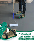Using 9 Inch Spiked Screed Roller For Epoxy Flooring And Self Leveling Concrete Projects With 13 mm Spike Height Includes Spiked Shoes And Protective Gloves