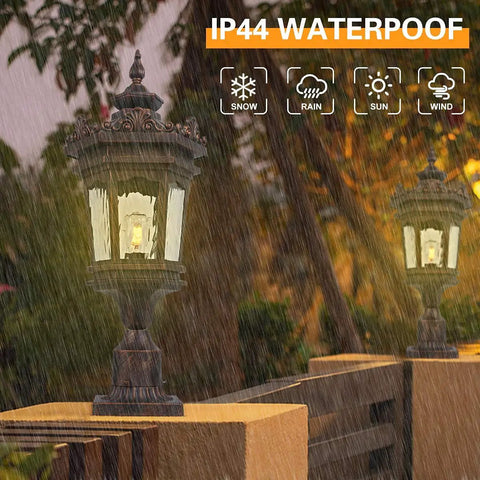 Outdoor Post Light With Pier Mount, Old School Vintage Style Yard Lamp, 60W E26 Post Lantern In Aged Bronze Finish, IP44 Waterproof
