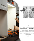 Soft Close Surface Mount Spring Hinges For Furniture And Shoe Cabinets Iron Material With Silver Finish Self Closing No Fuss Install Concealed Corner Hinges 2 Pack 45 Degree Downward Design, installation process and tools visible.