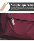 Heavy Duty Zinc Alloy Zipper Pull Tabs Replacement Kit For Backpacks Coats Jackets 12 Piece Set shown on maroon backpack zipper.