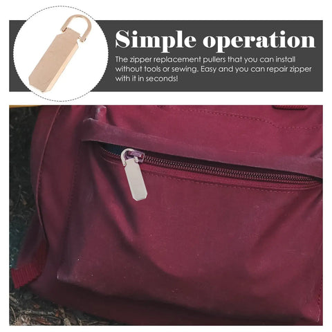 Heavy Duty Metal Zipper Pull Tabs Replacement Set With Super Straightforward Tool Free Install For Jacket Fixes Clothing Repairs And Gear Upgrades In A Compact 12 Piece Pack That Gives You Zero Sweat Quick Repairs Every Single Time on a red backpack zipper.