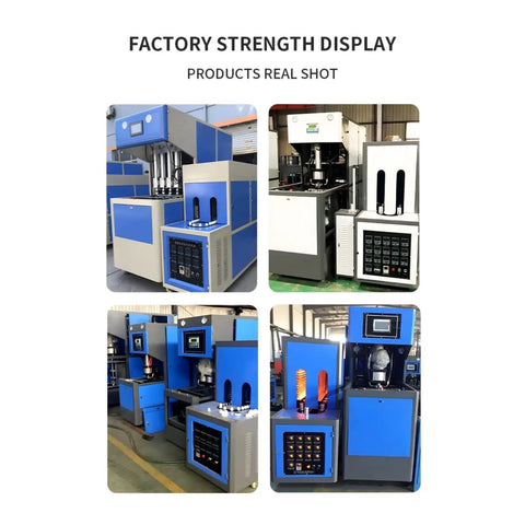Heavy Duty Pet Stretch Blow Molding Machine For Household Containers Quick Mold Change System Smooth Swap Design, factory view with blue and gray equipment.