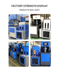 Semi Automatic Blow Molding Machine For Pet Bottle Manufacturing, showcasing custom molds and sturdy design in factory setting.