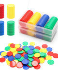 200 Piece Plastic Learning Counters Set With Storage Box In Four Colors For Math Counting Bingo And Classroom Games Kid Friendly Hands On 1 Inch Round Educational Counters Durable Safe Plastic Easy Sorting